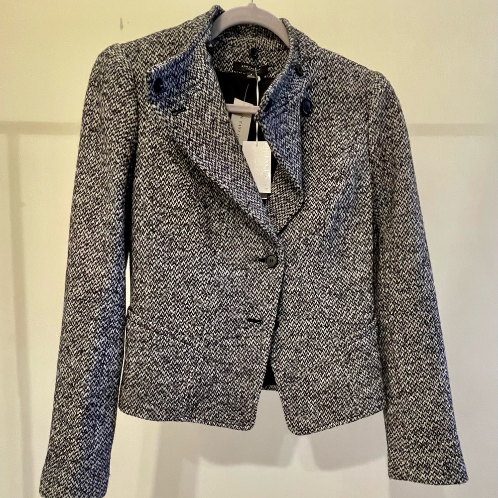 NEW Ann Taylor tweed jacket size 4 cotton wool fully lined cropped length